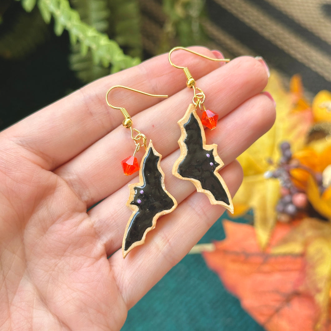 Bat cookie earrings