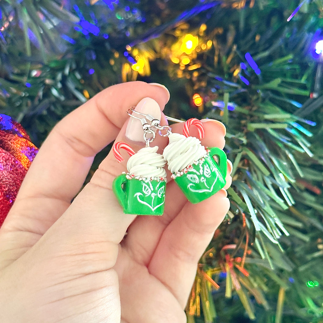 Grinch hot chocolate earrings