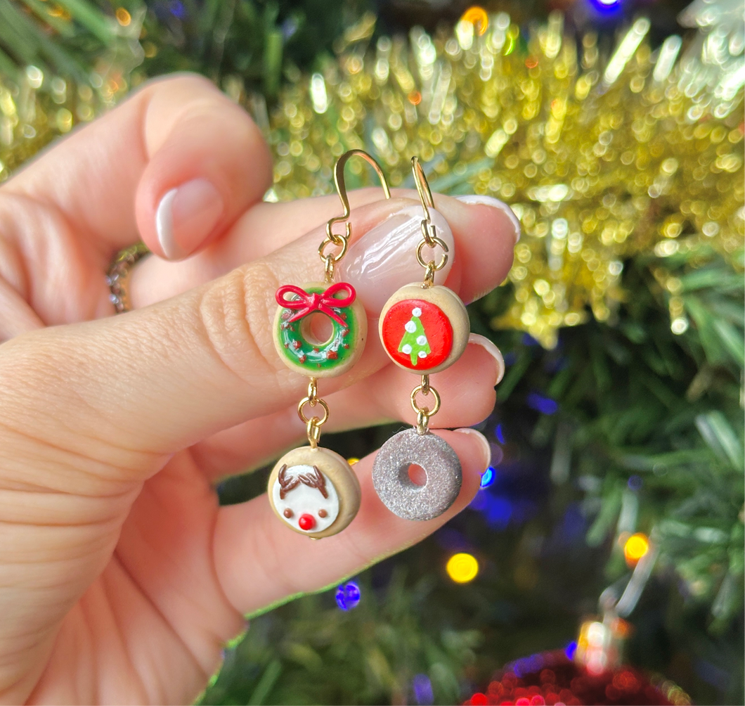 Christmas donut earrings