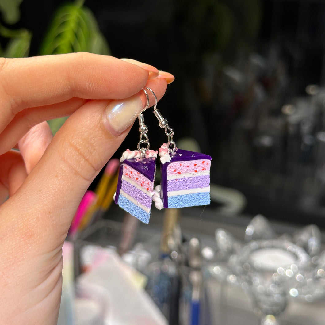 Purple cake earrings