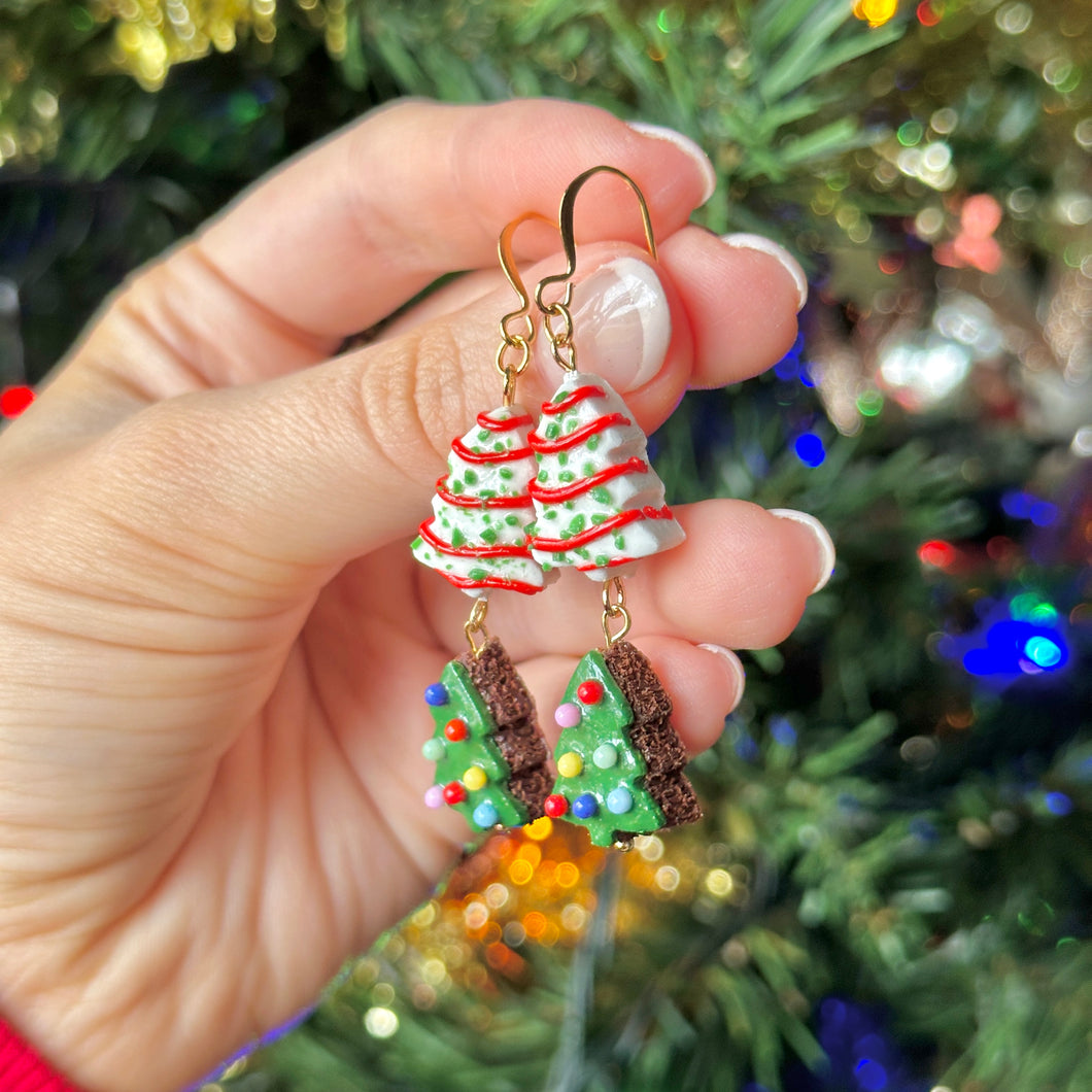 Double tree cake earrings