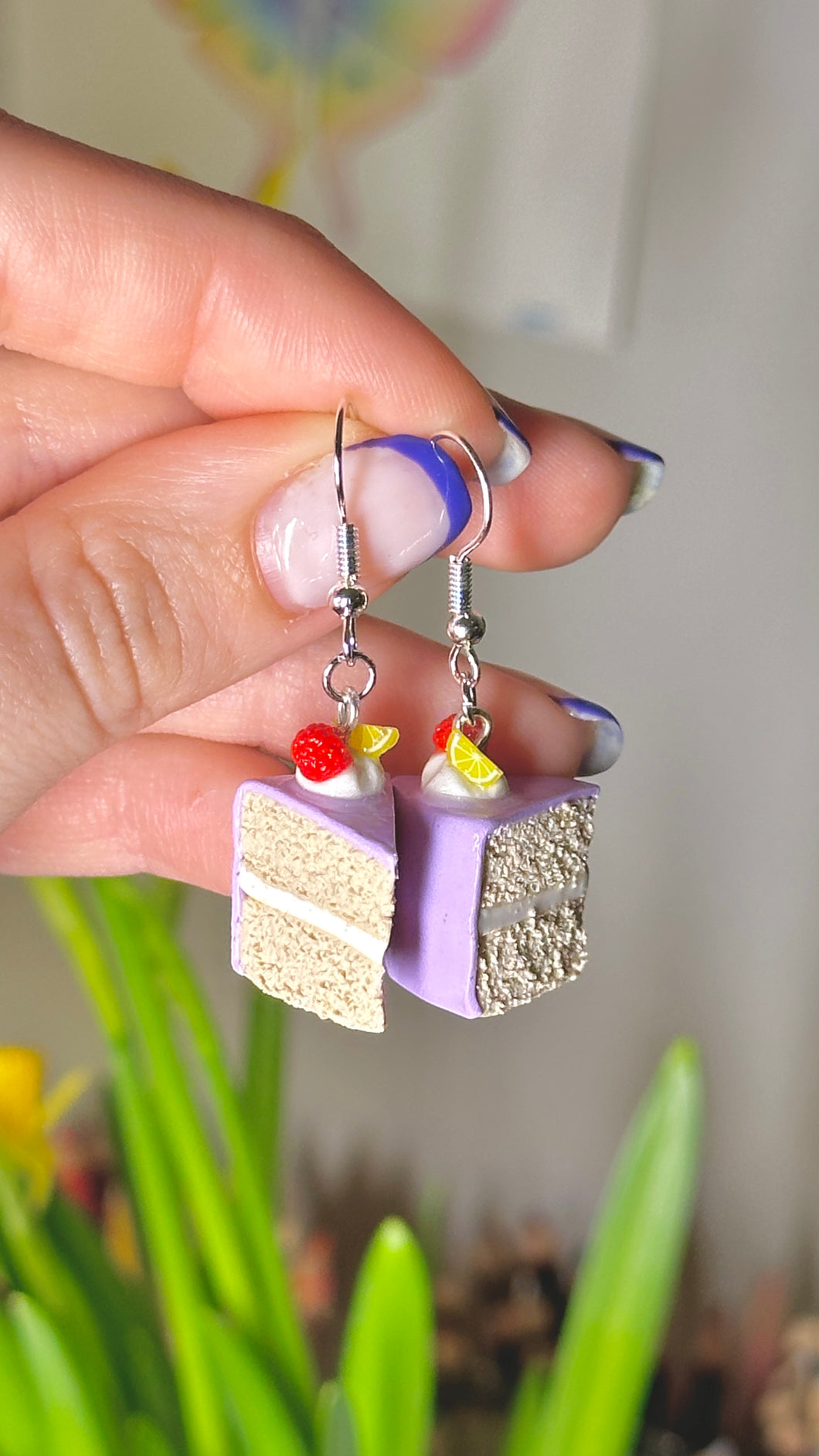 Raspberry lemon cake earrings