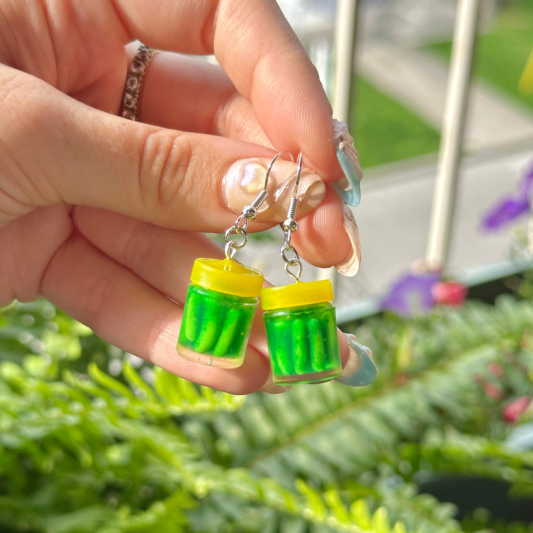 Pickles in a jar earrings