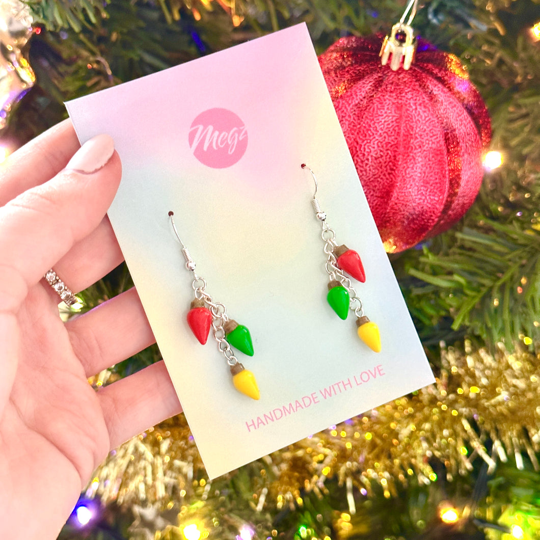 Christmas light earrings