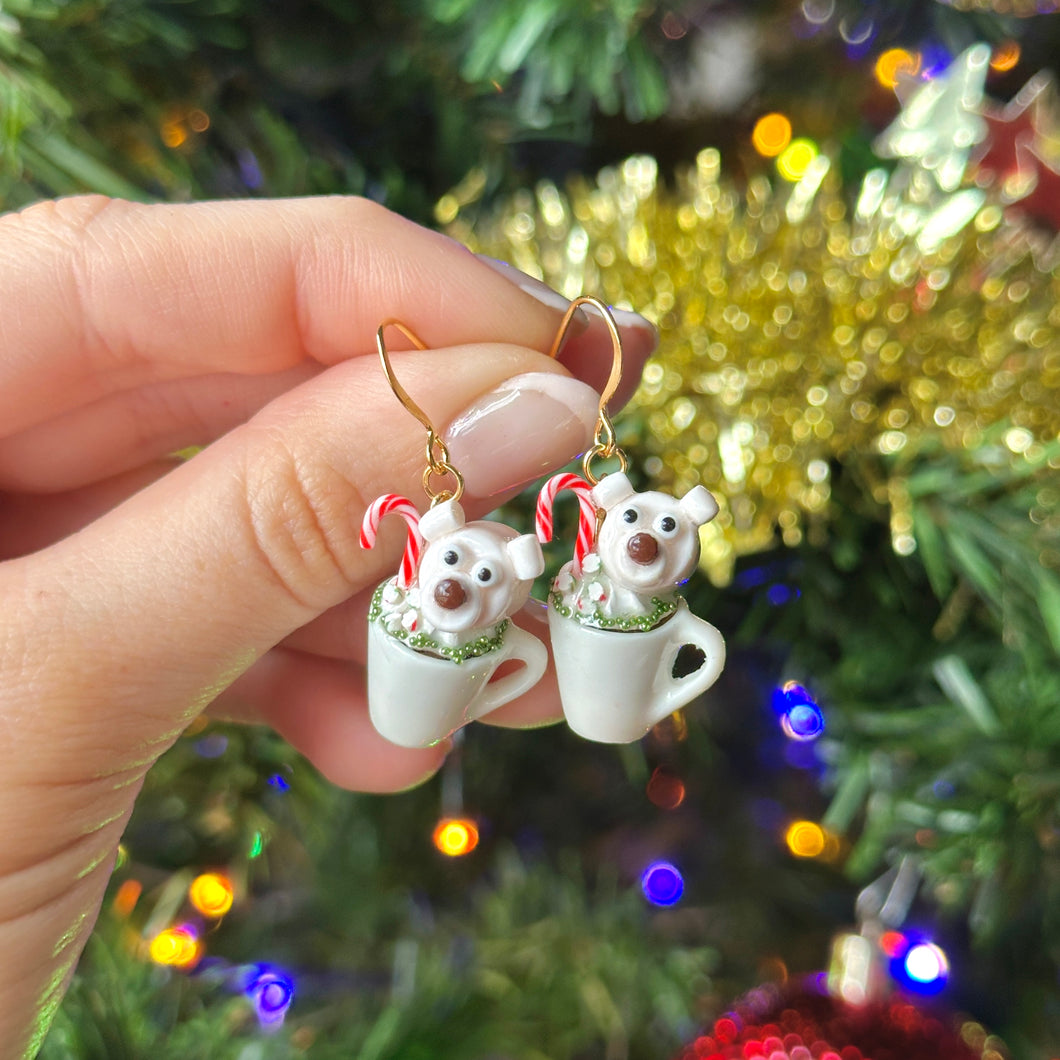 Polar bear hot chocolate earrings