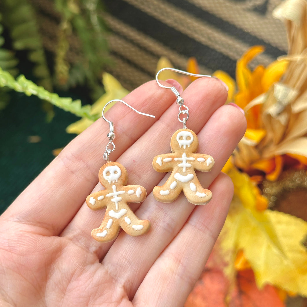 Gingerbread skeleton cookie earrings