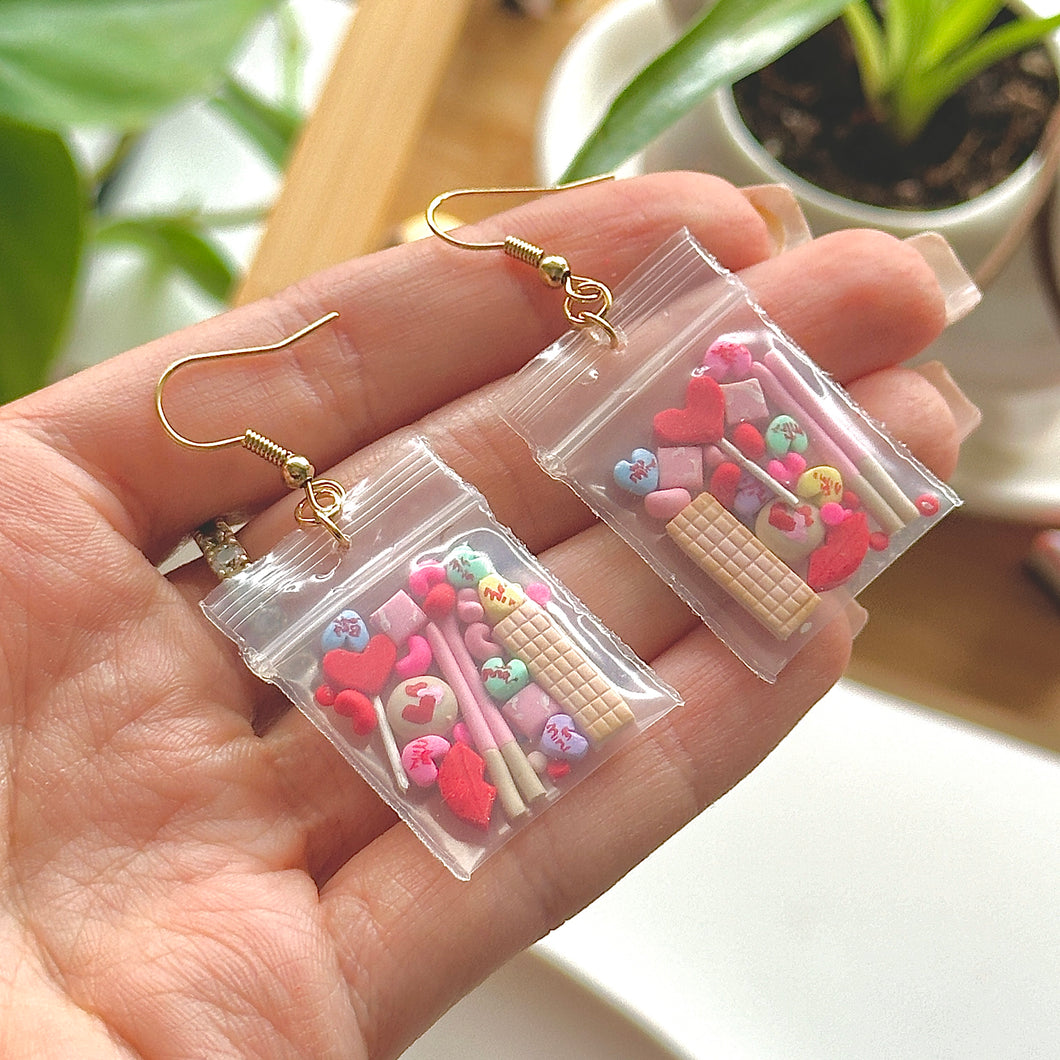 Valentine’s Day candy bag earrings