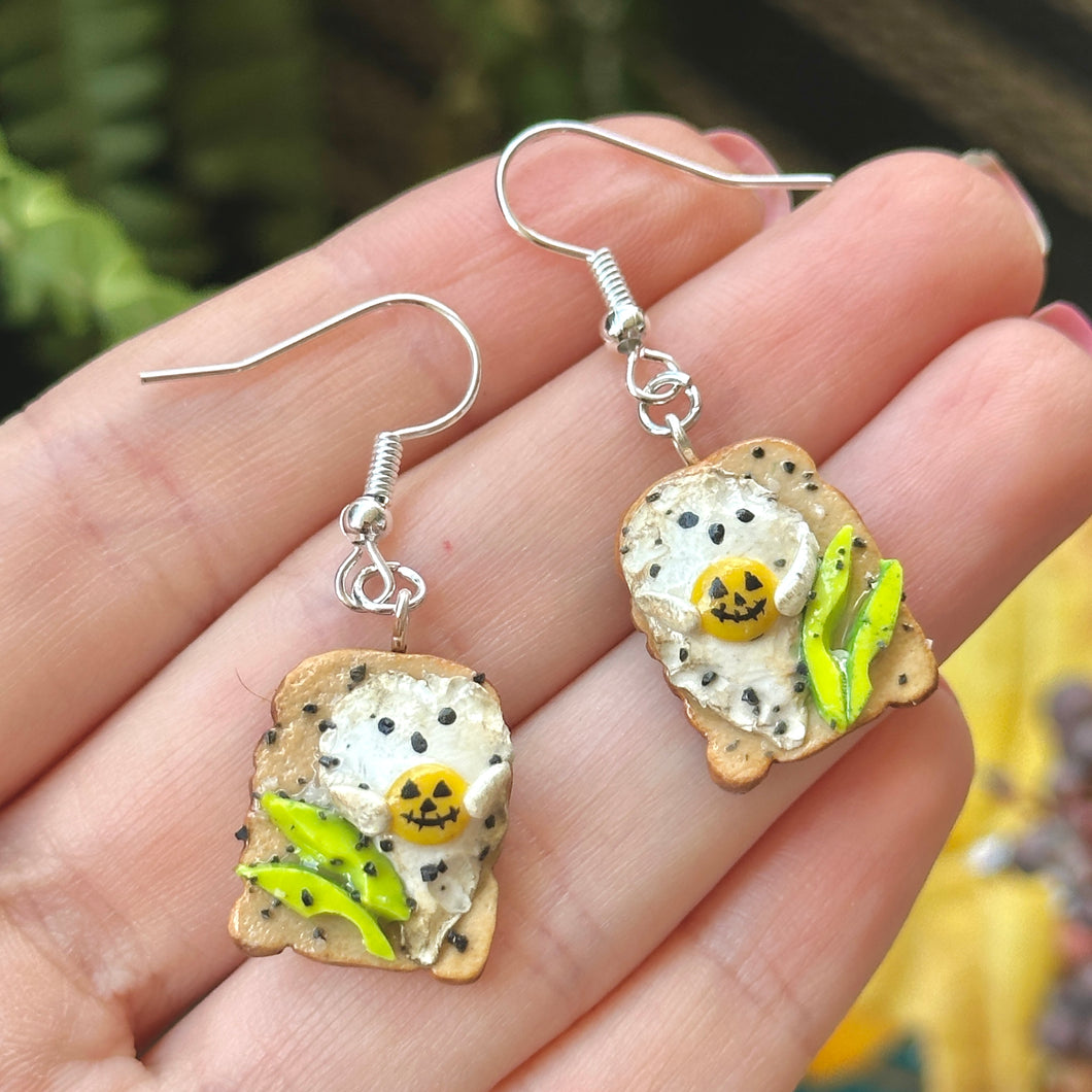 Halloween eggs and avocado toast earrings