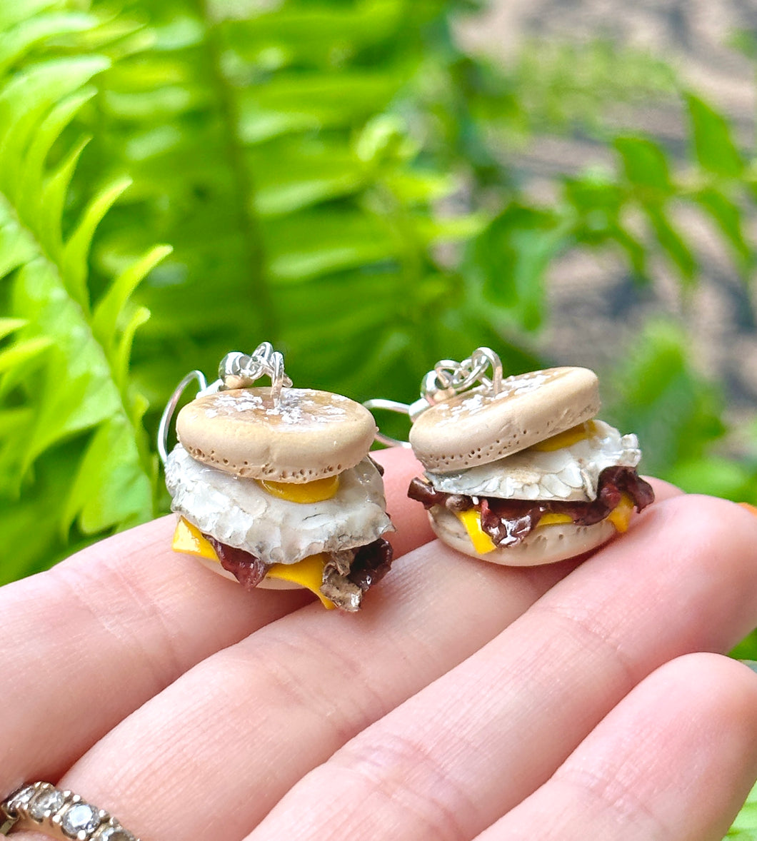 English Muffin sandwich earrings