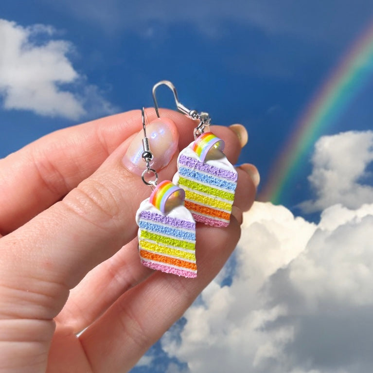 Rainbow cake earrings