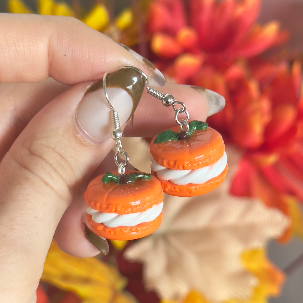 Pumpkin macaron earrings