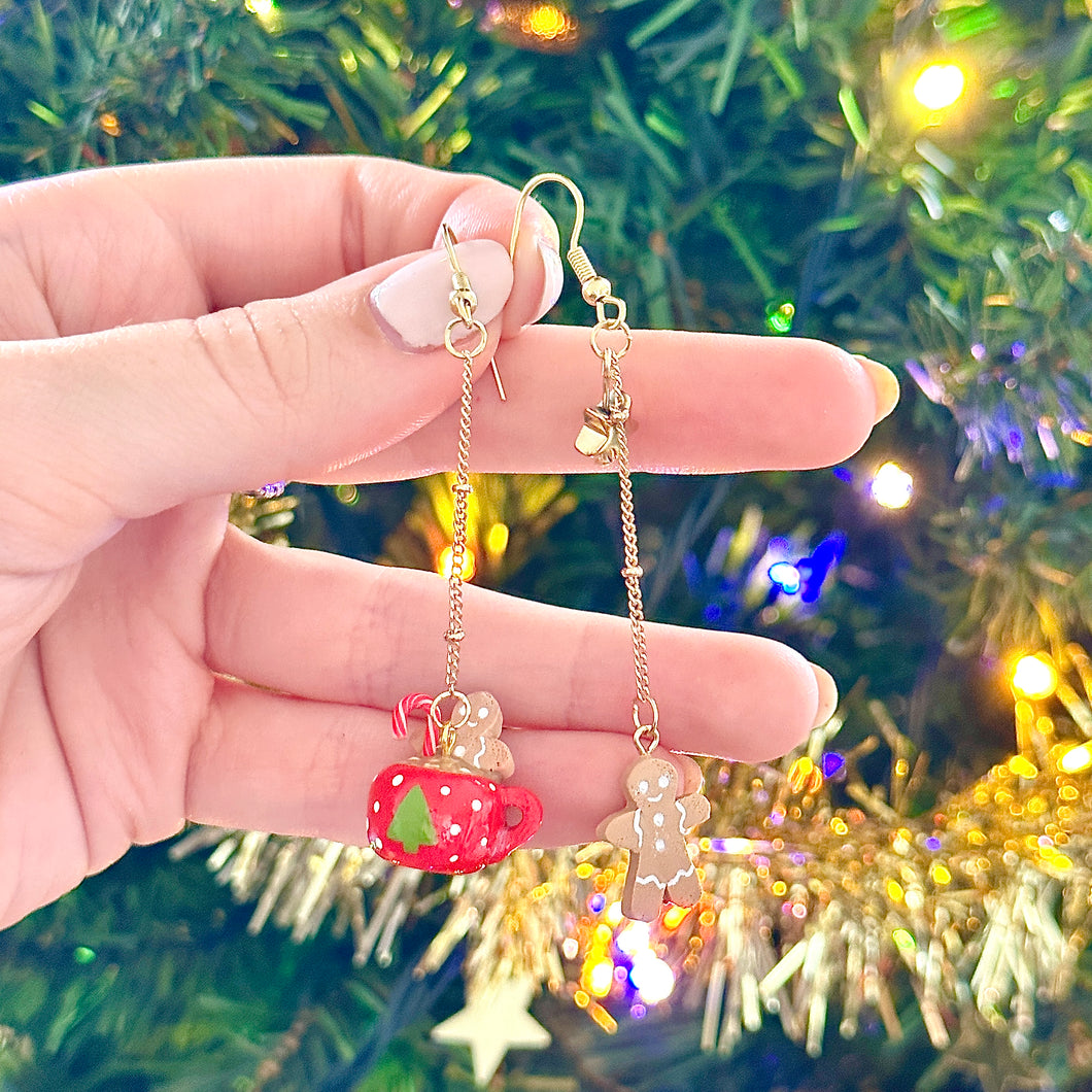 Gingerbread hot chocolate earrings