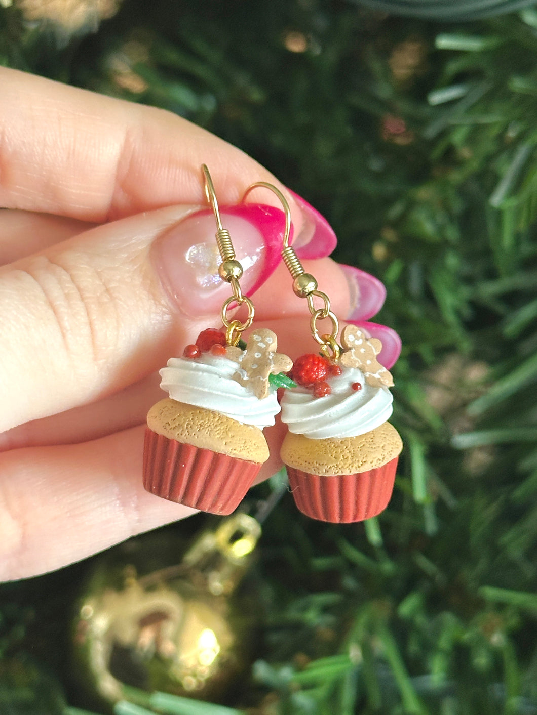 Christmas cupcake earrings