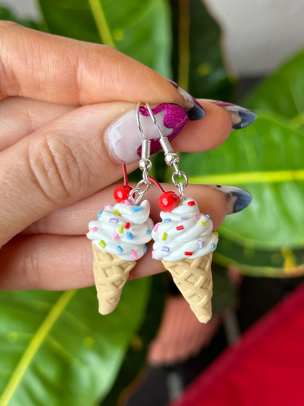 Sprinkled ice cream cone earrings