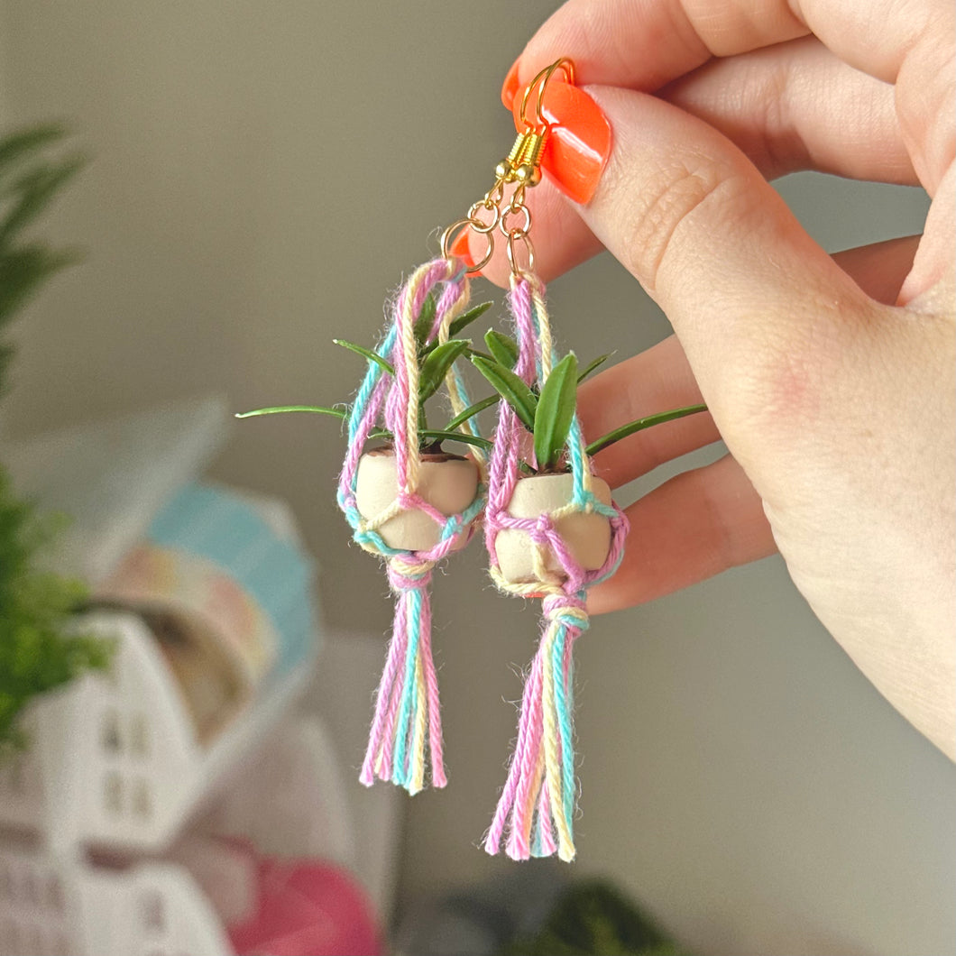 multi-coloured planter earrings