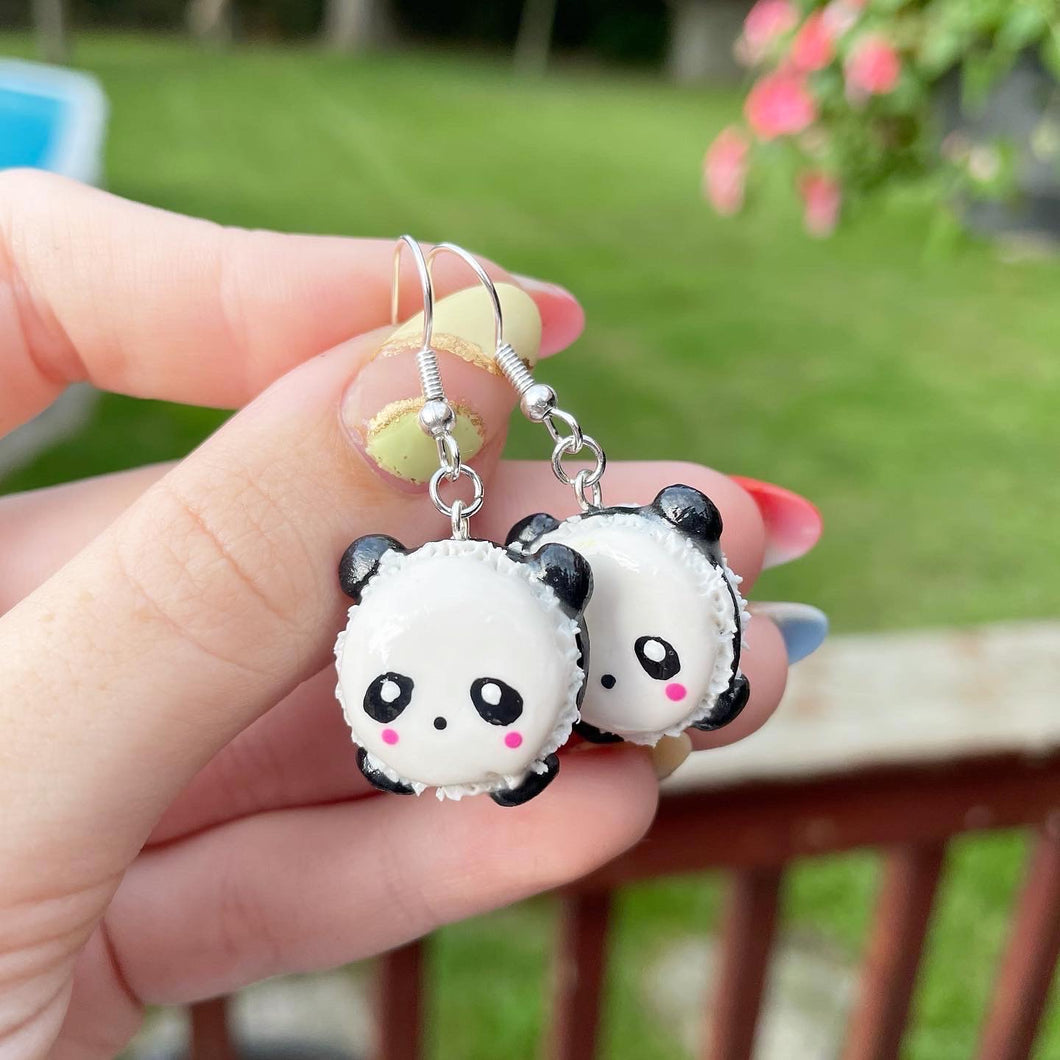 Panda macaroon earrings