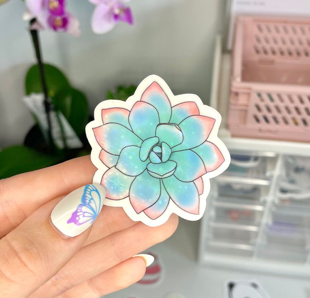 holographic succulent sticker