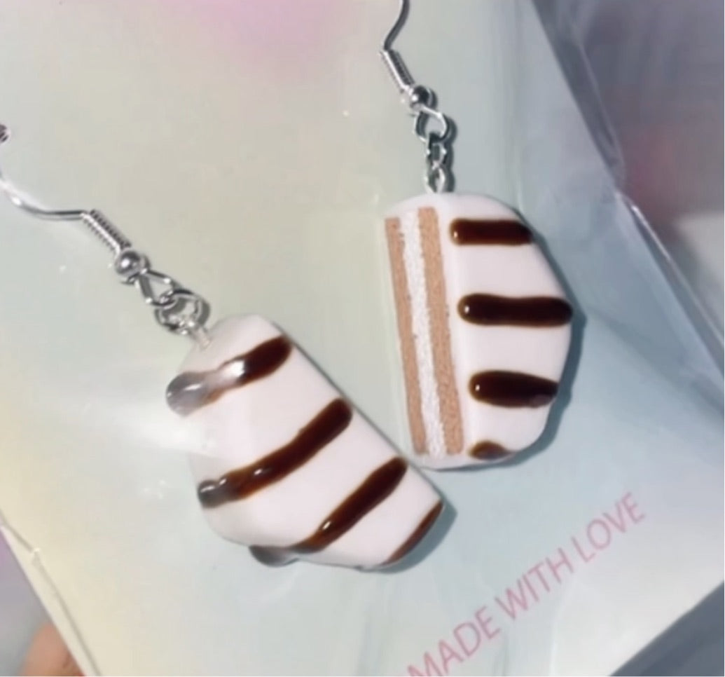 Zebra cake earrings