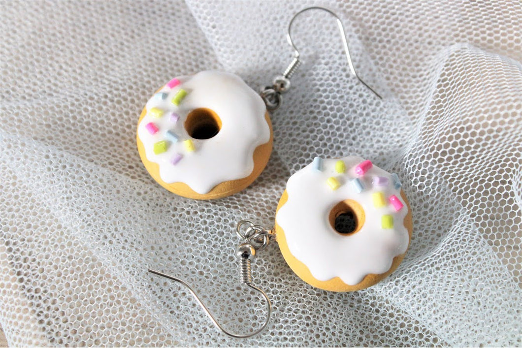 White donut earrings