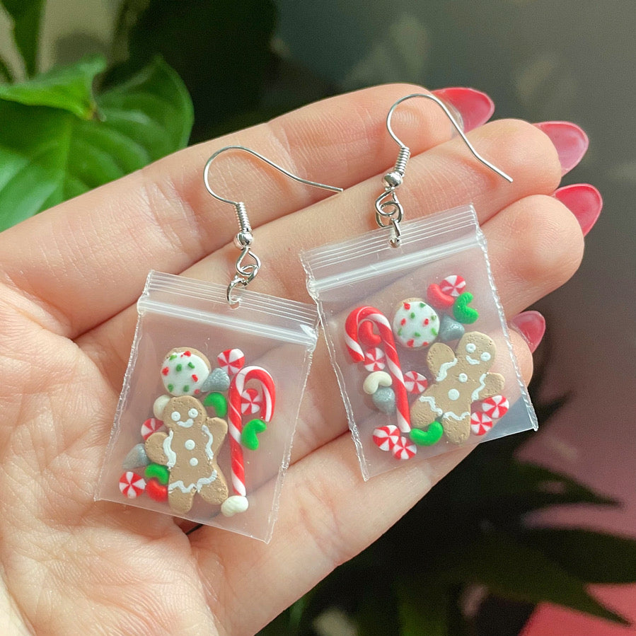 Christmas candy bag earrings