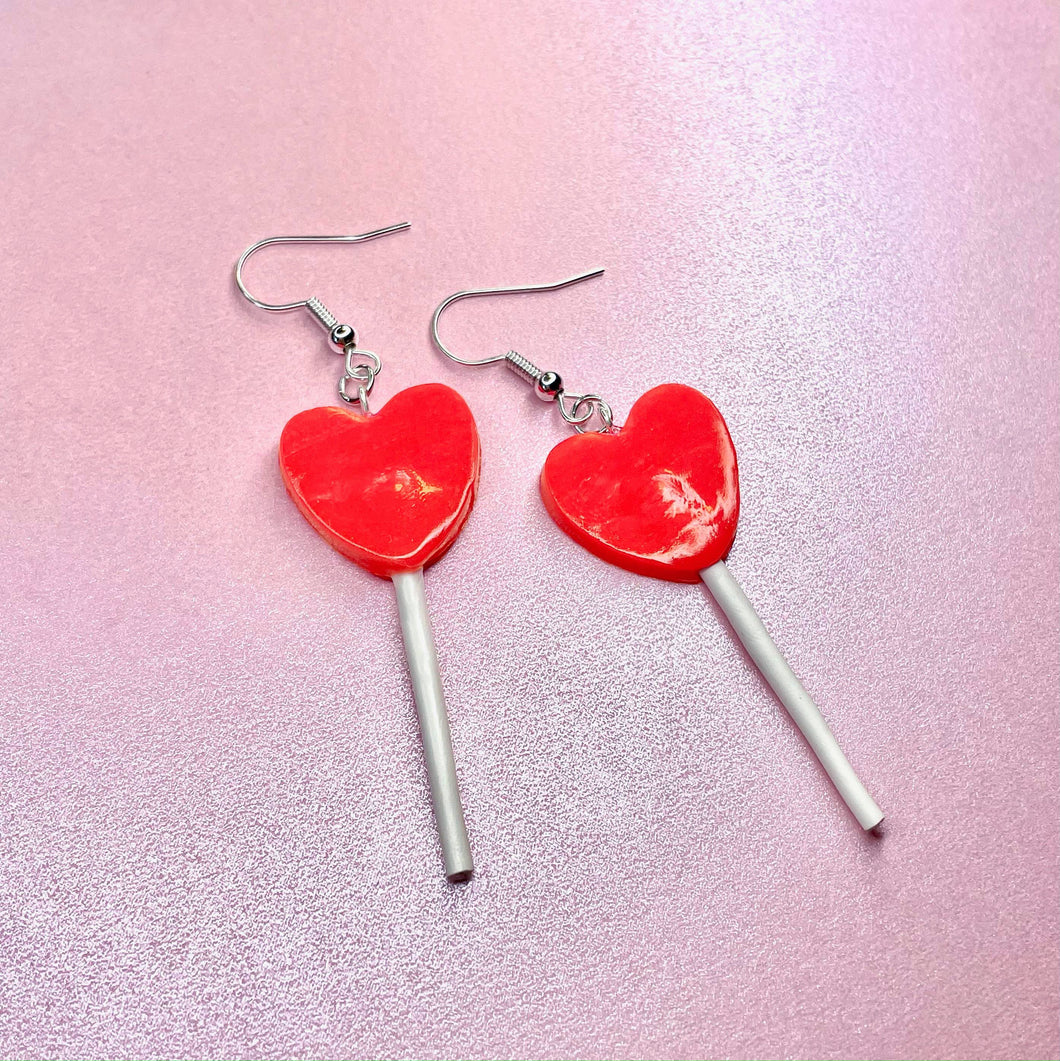 Heart lollipop earrings