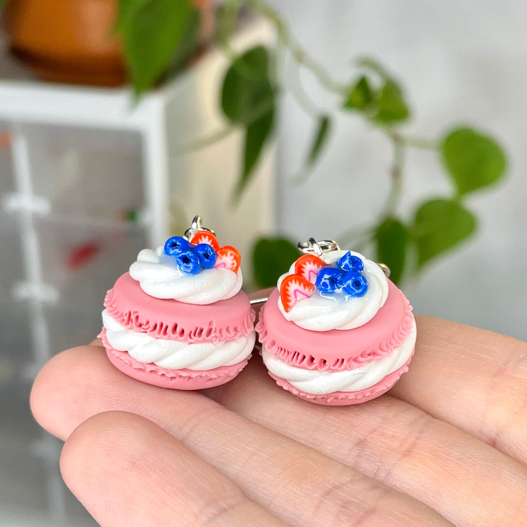 Strawberry macaron earrings