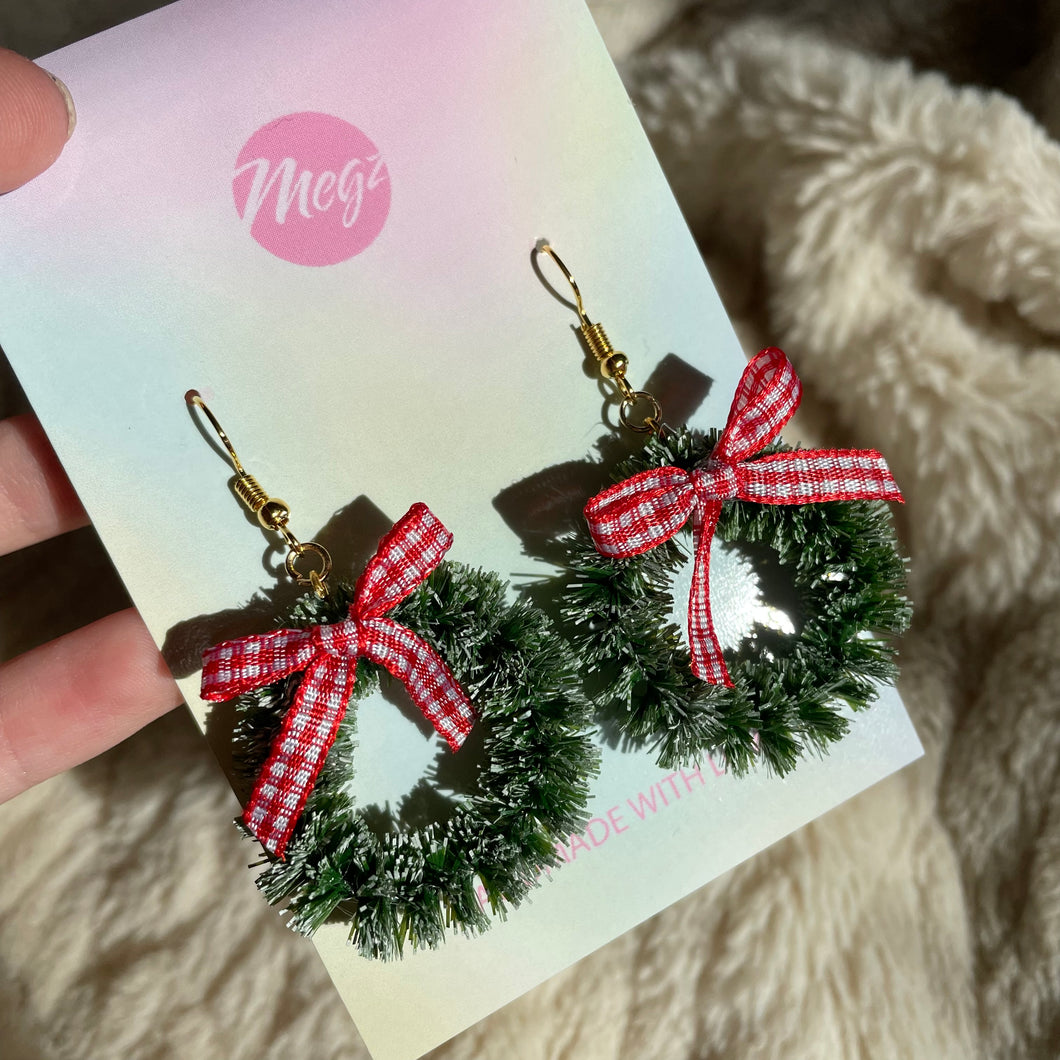 Christmas wreath earrings