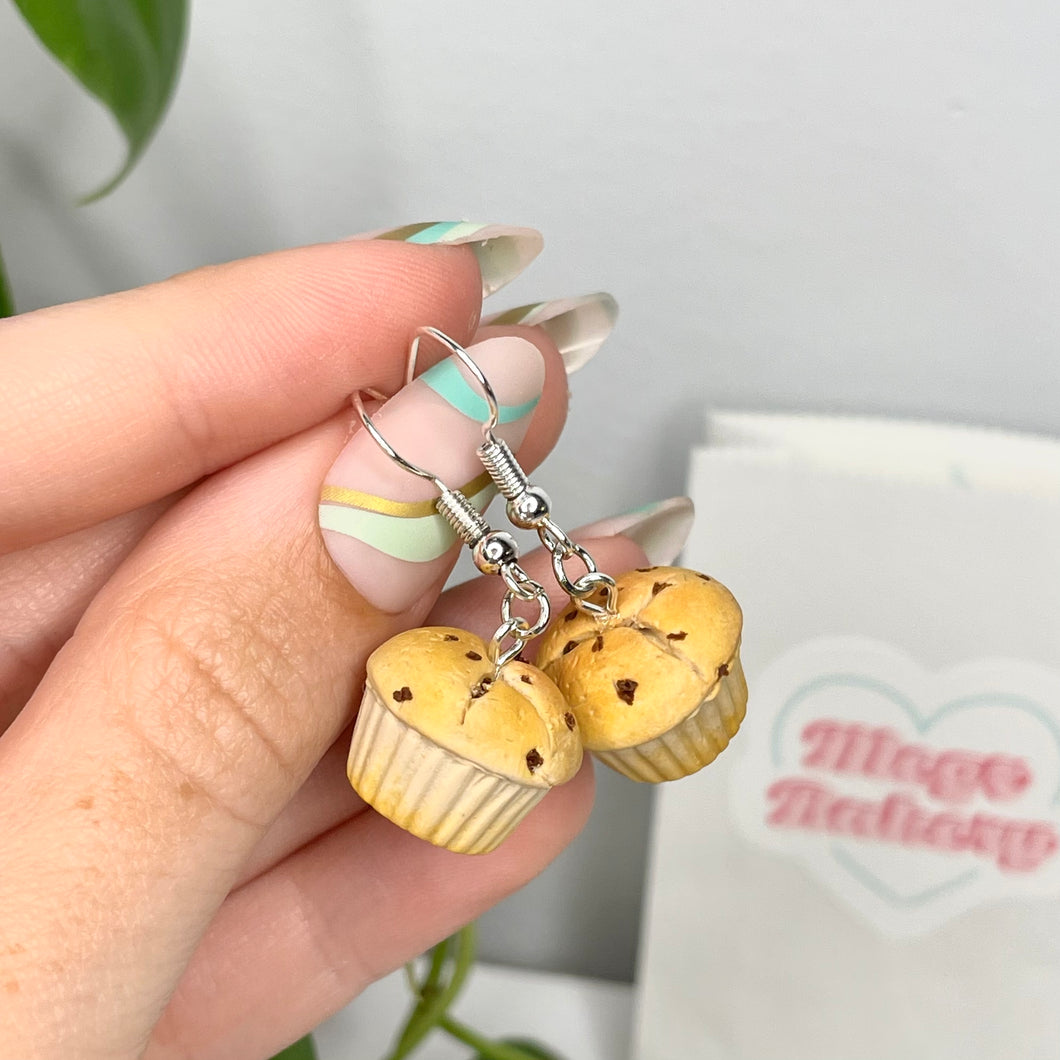 Chocolate chip muffin earrings